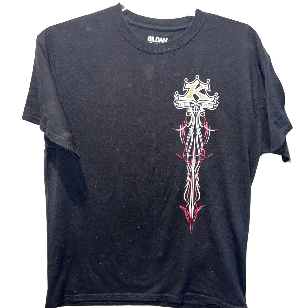 Kindig It Design Mens Black DryBlend Stay Bitchin' Size L Red White Pinstripes